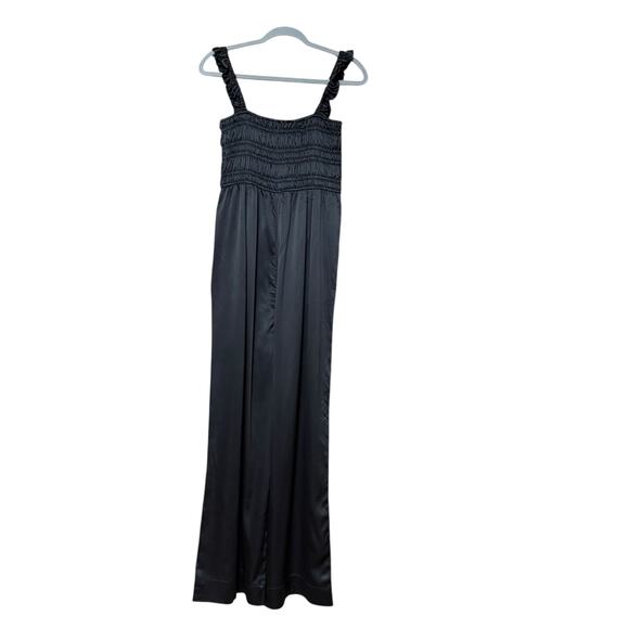 GANNI Satin Jumpsuit Black Size M Relaxed Straight Leg Slip on Style Sleeveless - Picture 4 of 10